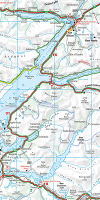 Écosse, carte routière régionale 1:275'000