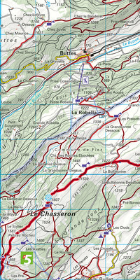 16 Val-de-Travers / Areuse - Doubs 1:40 000