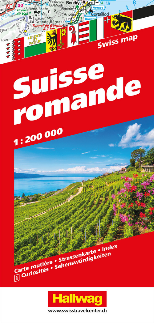 Schweiz, Suisse romande, Strassenkarte 1:200'000