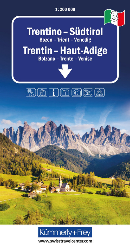 taly, Trentino-South Tyrol, No. 3, Road map 1:200'000