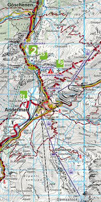 Suisse, Andermatt - Surselva, No. 33, Carte pédestre 1:40'000