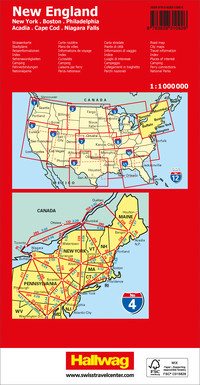 New England Strassenkarte 1:1 Mio., Road Guide Nr. 4