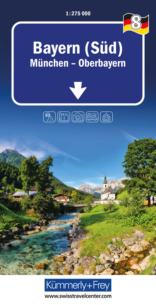 Deutschland, Bayern (Süd), Nr. 08 Regionalstrassenkarte 1:275'000