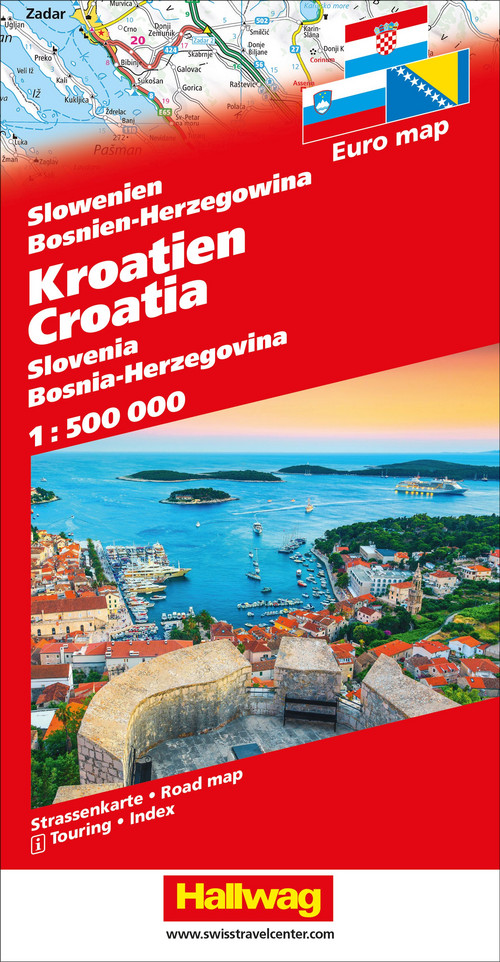 Kroatien, Slowenien, Bosnien-Herzegowina Strassenkarte 1:500 000