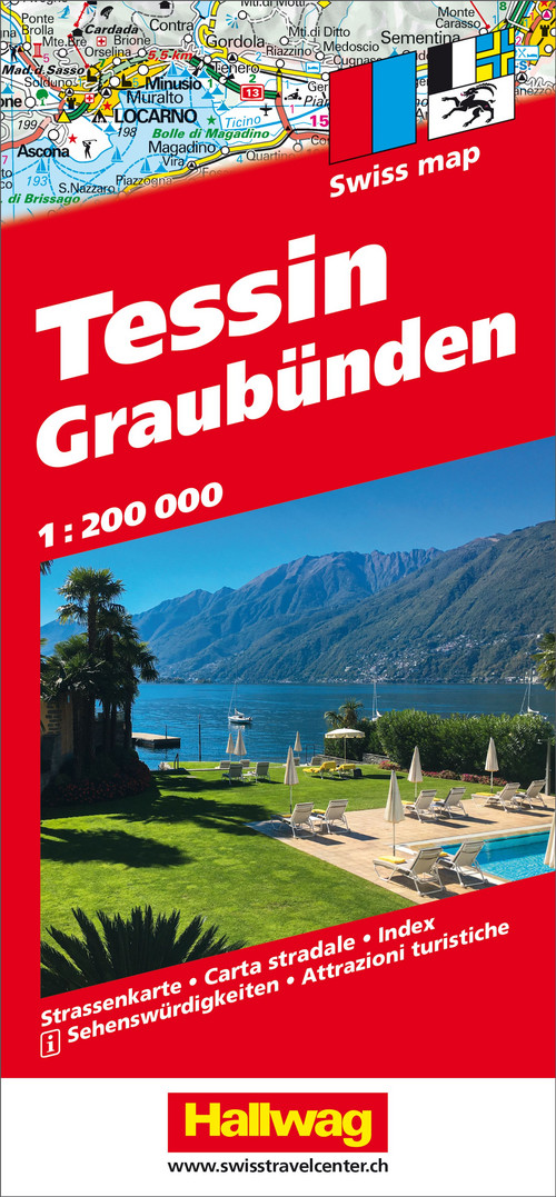 Switzerland, Ticino - Graubünden, Road map 1:200'000