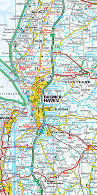 Deutschland, Deutsche Nordseeküste, Nr. 01, Strassenkarte 1:275'000