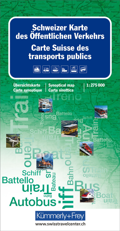 Schweiz Karte des Öffentlichen Verkehrs. 1:275'000